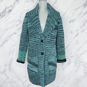 Missoni | Long Chunky Cashmere & Wool Cardigan Coat | Blue/Green | Sz IT 40